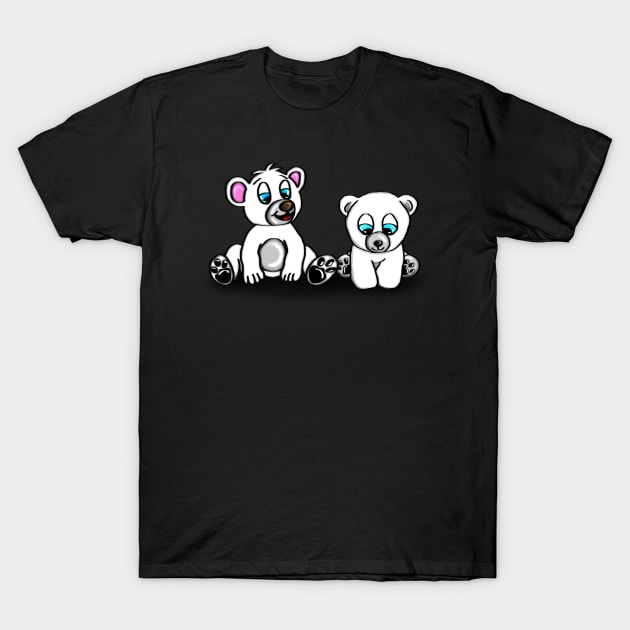 Two Cute little Baby Ice Bears with big eyes T-Shirt by emyzingdesignz